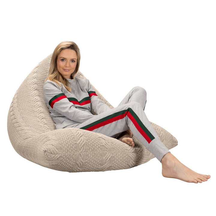LOUNGE PUG, Cable Mukautuva Neulottu Säkkituoli -  Kerman