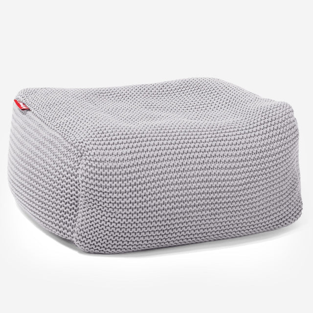 LOUNGE PUG®, Rahi Jakkara, Säkkituoli, Mukautuva Neulottu Vaalean harmaa