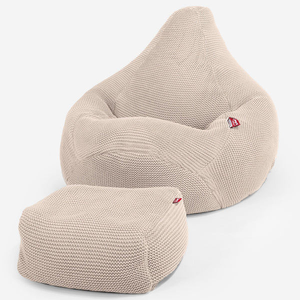 LOUNGE PUG®, Säkkituoli Lepotuoli, Tuoli, Mukautuva Neulottu Kerman