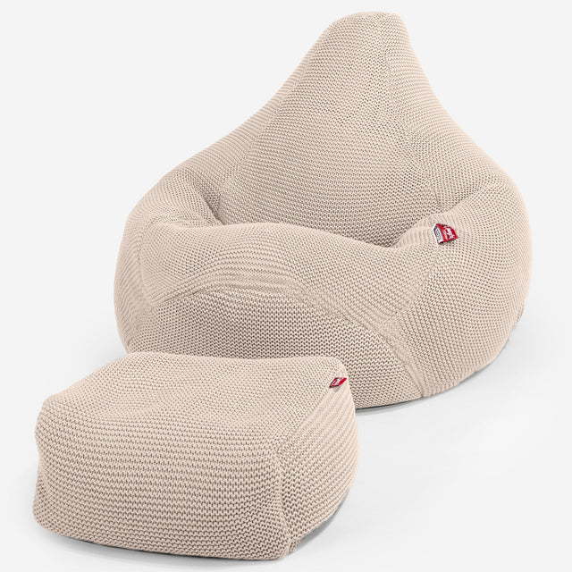 LOUNGE PUG®, Säkkituoli Lepotuoli, Tuoli, Mukautuva Neulottu Kerman