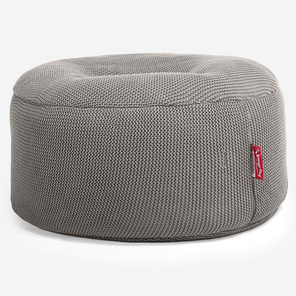 LOUNGE PUG®, Pyöreä Rahi, Säkkituoli, Mukautuva Neulottu Harmaa