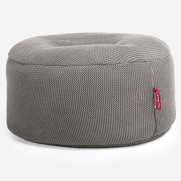 LOUNGE PUG®, Pyöreä Rahi, Säkkituoli, Mukautuva Neulottu Harmaa
