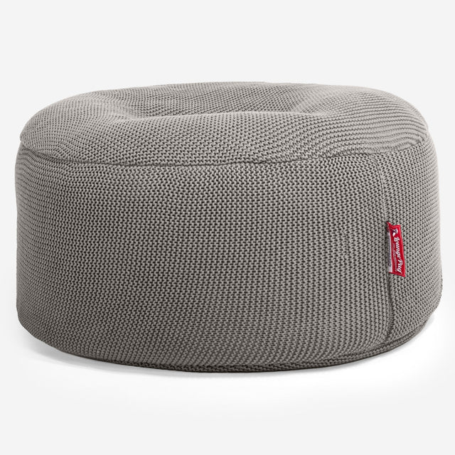 LOUNGE PUG®, Pyöreä Rahi, Säkkituoli, Mukautuva Neulottu Harmaa