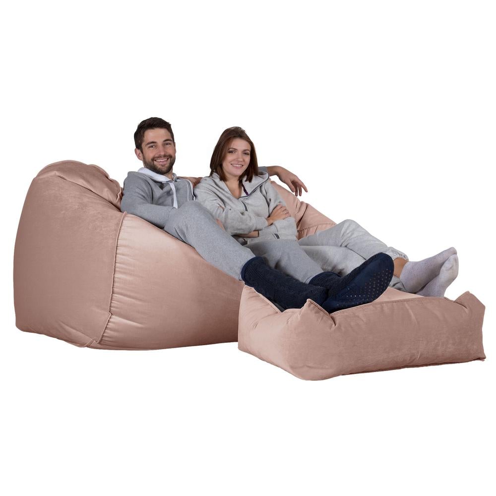 LOUNGE PUG®, Iso Säkkituoli Sohva, Sametti Vaaleanpunainen