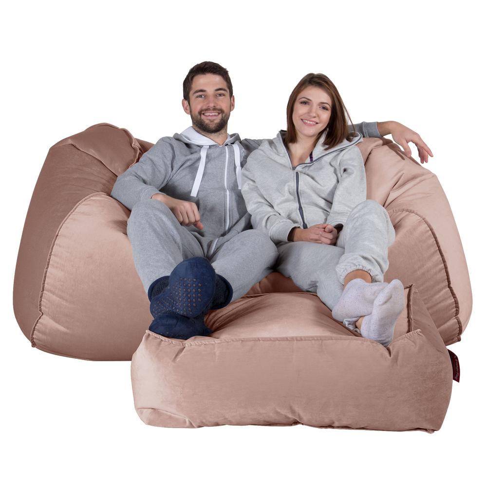 LOUNGE PUG®, Iso Säkkituoli Sohva, Sametti Vaaleanpunainen