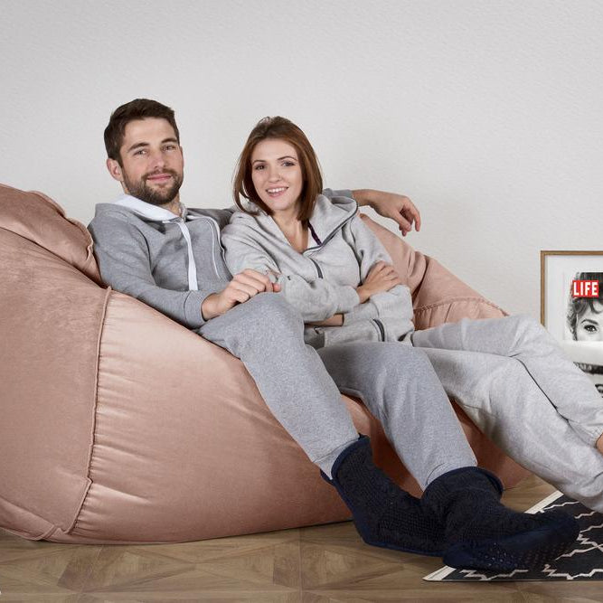 LOUNGE PUG®, Iso Säkkituoli Sohva, Sametti Vaaleanpunainen
