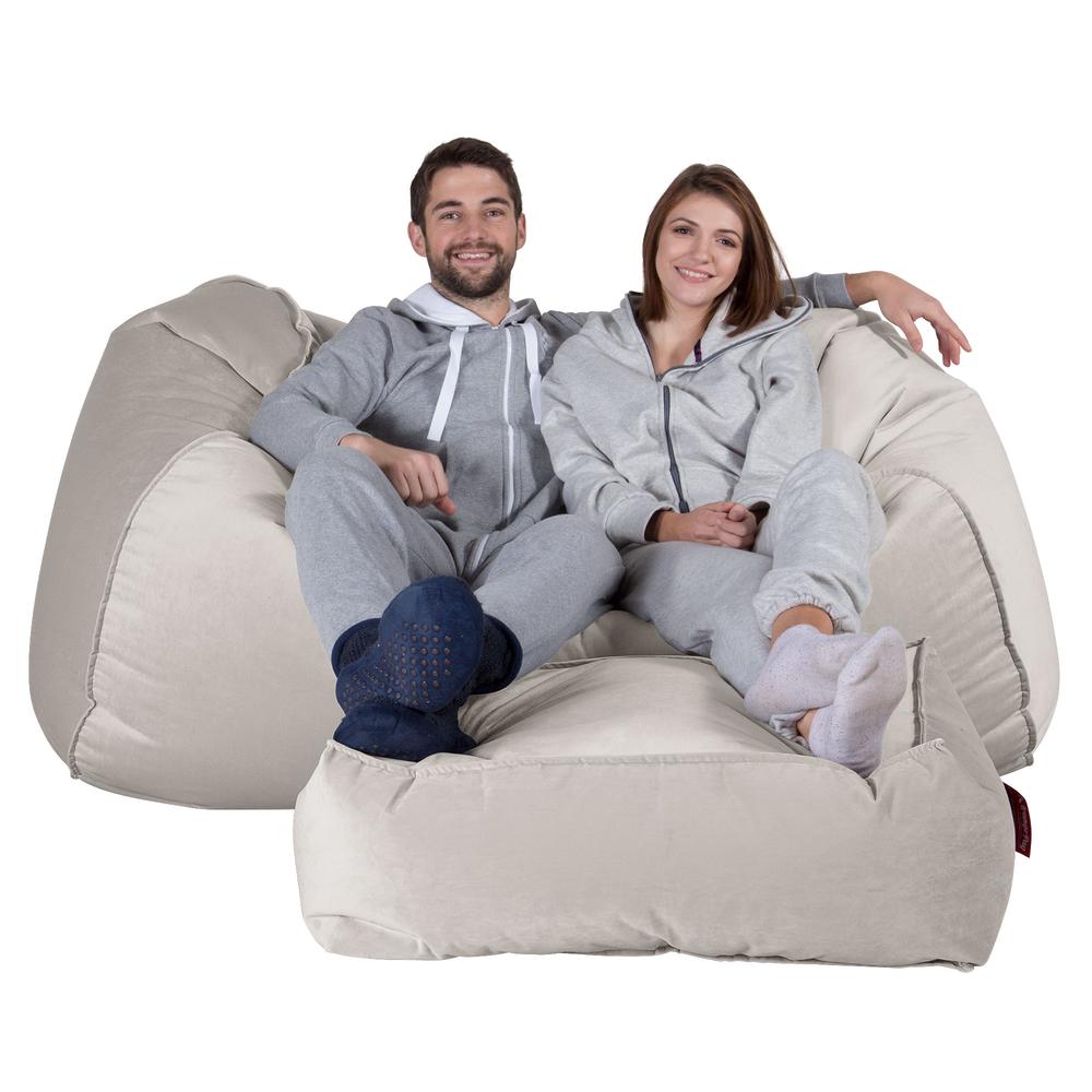 LOUNGE PUG®, Iso Säkkituoli Sohva, Sametti Hopea