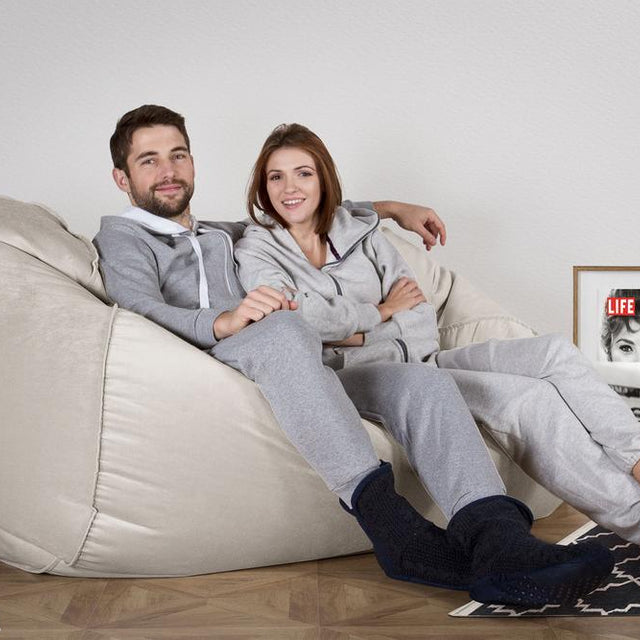 LOUNGE PUG®, Iso Säkkituoli Sohva, Sametti Hopea