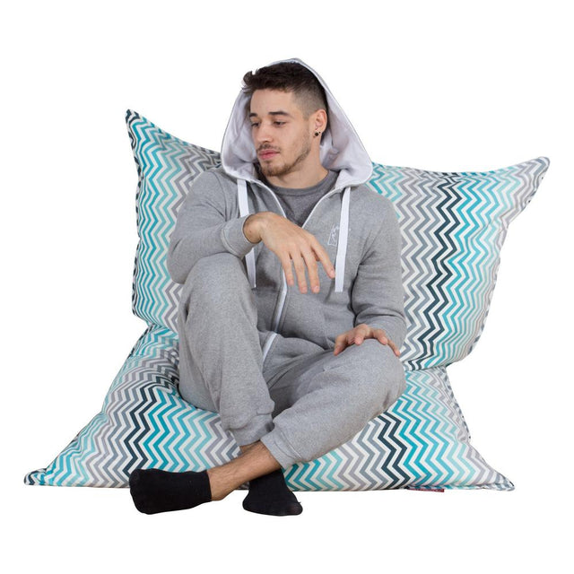LOUNGE PUG®, Säkkituoli XXL, Tyynymallit, Geometrinen Tulosta Turkoosi Chevron