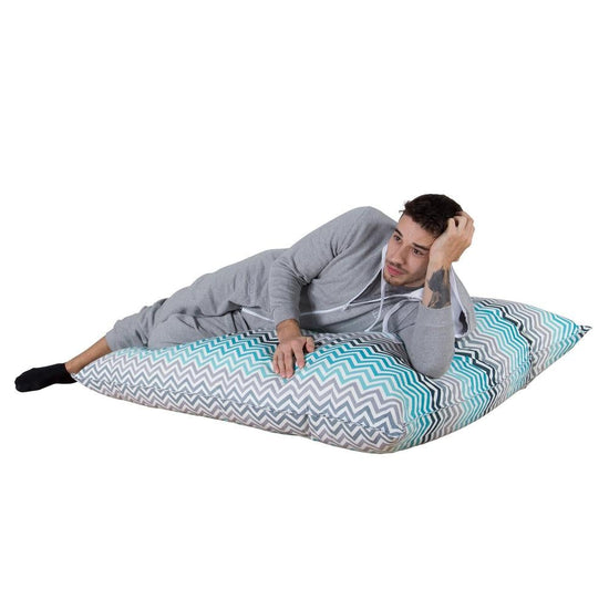 LOUNGE PUG®, Säkkituoli XXL, Tyynymallit, Geometrinen Tulosta Turkoosi Chevron