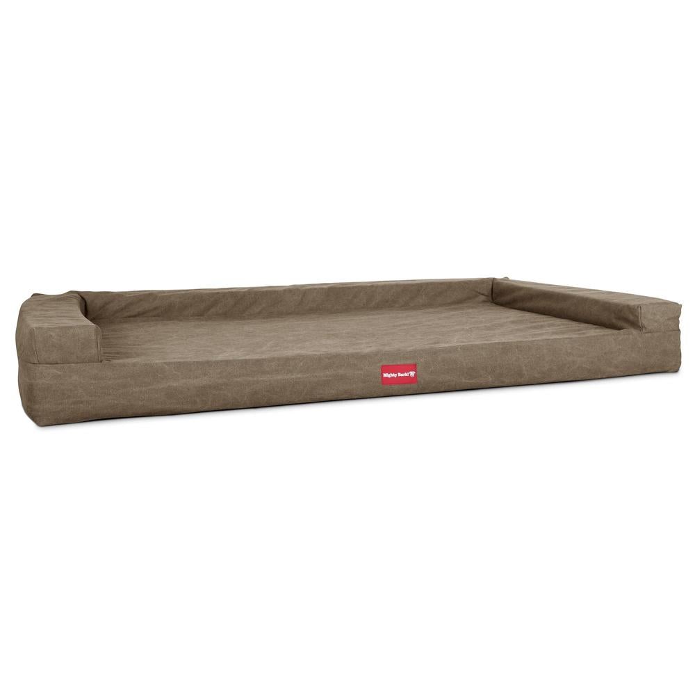 Mighty Bark, The Bench, Ortopedinen Muistivaahtotäytteinen Koiran Sänky, Kivipesty Denim-kangas Khaki