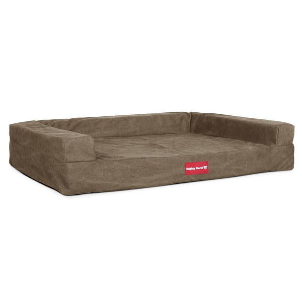 Mighty Bark, The Bench, Ortopedinen Muistivaahtotäytteinen Koiran Sänky, Kivipesty Denim-kangas Khaki