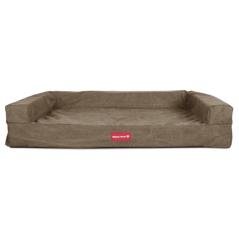 Mighty Bark, The Bench, Ortopedinen Muistivaahtotäytteinen Koiran Sänky, Kivipesty Denim-kangas Khaki