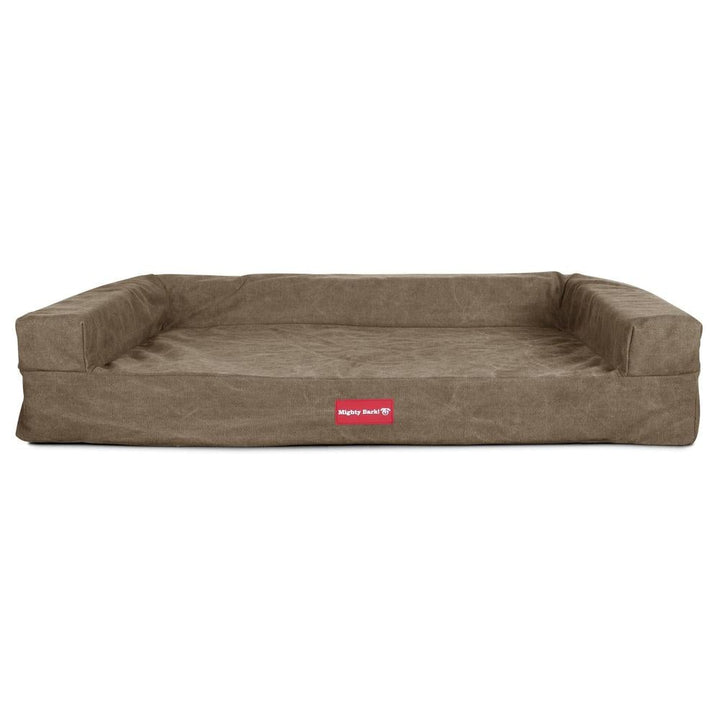 Mighty Bark, The Bench, Ortopedinen Muistivaahtotäytteinen Koiran Sänky, Kivipesty Denim-kangas Khaki