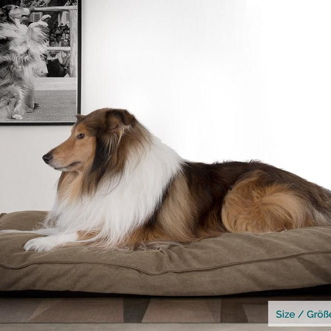 Mighty Bark, The Mattress, Ortopedinen Klassinen Muistivaahtotäytteinen Koiran Sänky, Kivipesty Denim-kangas Khaki