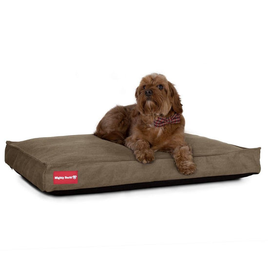 Mighty Bark, The Mattress, Ortopedinen Klassinen Muistivaahtotäytteinen Koiran Sänky, Kivipesty Denim-kangas Khaki
