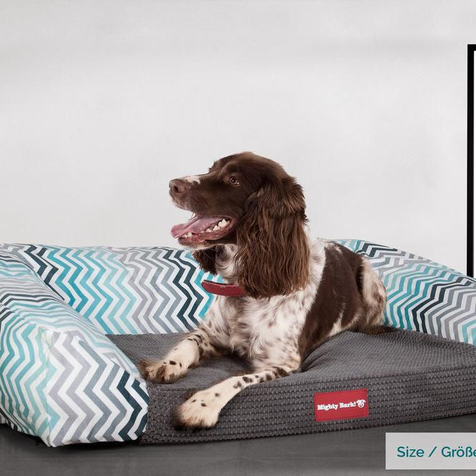 Mighty Bark, The Sofa, Ortopedinen Muistivaahtotäytteinen Koiran Sohvasänky, Geometrinen Tulosta Turkoosi Chevron