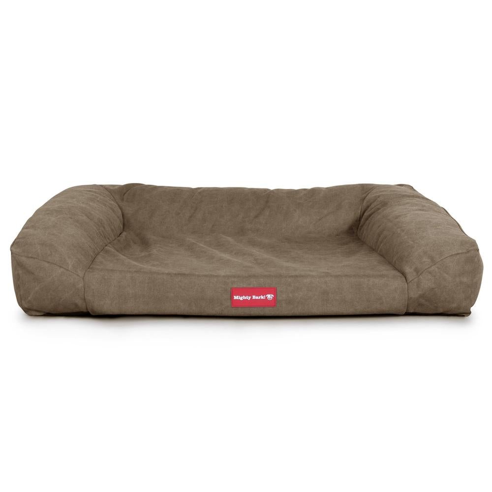 Mighty Bark, The Sofa, Ortopedinen Muistivaahtotäytteinen Koiran Sohvasänky, Kivipesty Denim-kangas Khaki