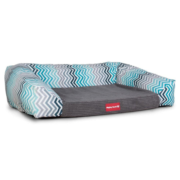 Mighty Bark, The Sofa, Ortopedinen Muistivaahtotäytteinen Koiran Sohvasänky, Geometrinen Tulosta Turkoosi Chevron