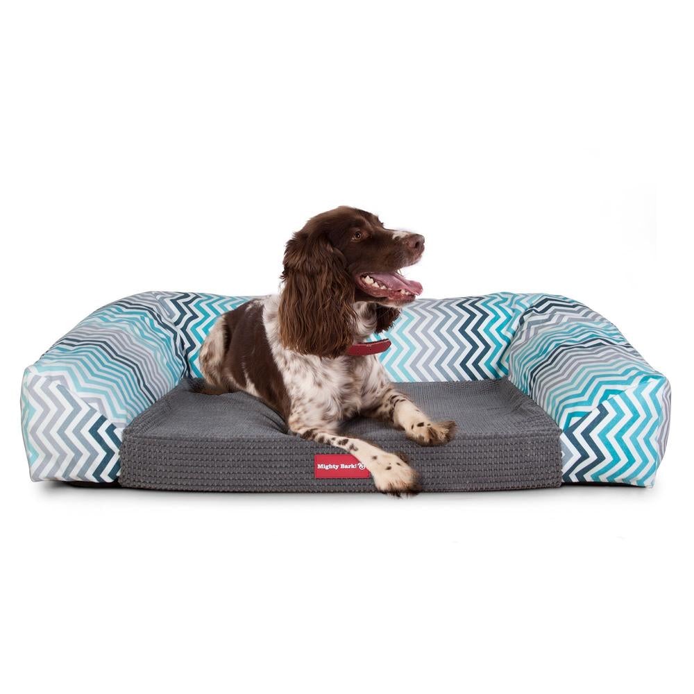Mighty Bark, The Sofa, Ortopedinen Muistivaahtotäytteinen Koiran Sohvasänky, Geometrinen Tulosta Turkoosi Chevron