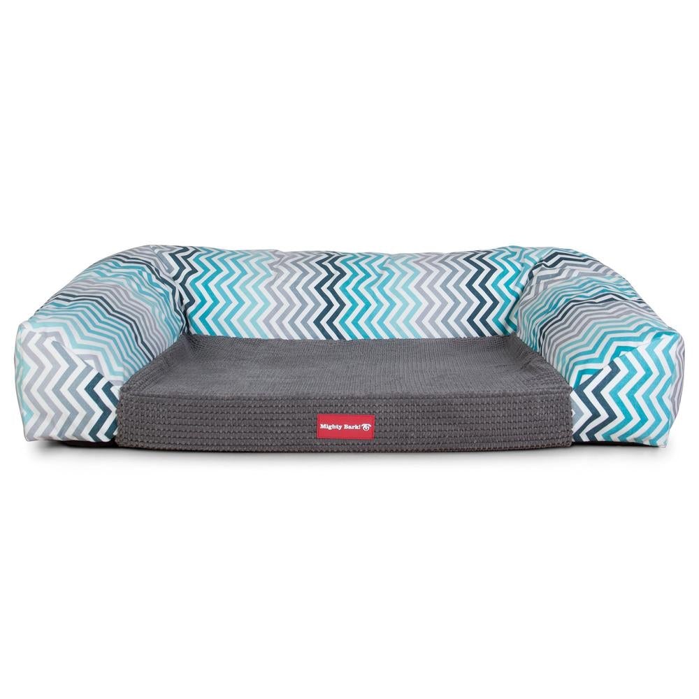 Mighty Bark, The Sofa, Ortopedinen Muistivaahtotäytteinen Koiran Sohvasänky, Geometrinen Tulosta Turkoosi Chevron