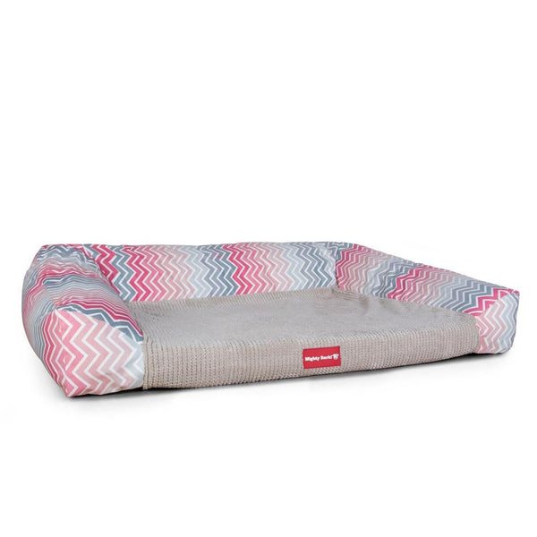 Mighty Bark, The Sofa, Ortopedinen Muistivaahtotäytteinen Koiran Sohvasänky, Geometrinen Tulosta Vaaleanpunainen Chevron