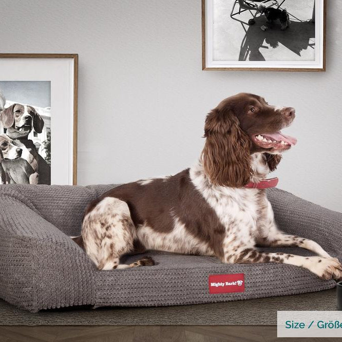 Mighty Bark, The Sofa, Ortopedinen Muistivaahtotäytteinen Koiran Sohvasänky, Pompula Hiilen harmaa