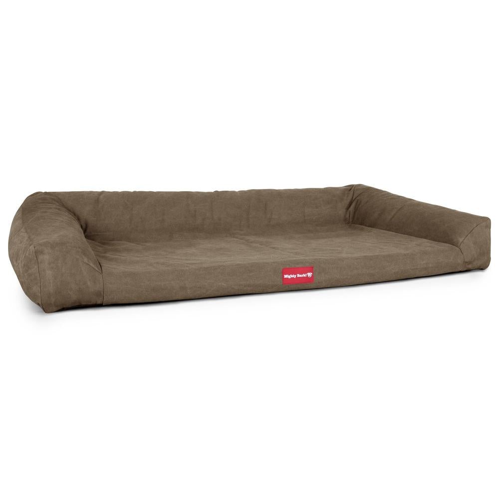 Mighty Bark, The Sofa, Ortopedinen Muistivaahtotäytteinen Koiran Sohvasänky, Kivipesty Denim-kangas Khaki