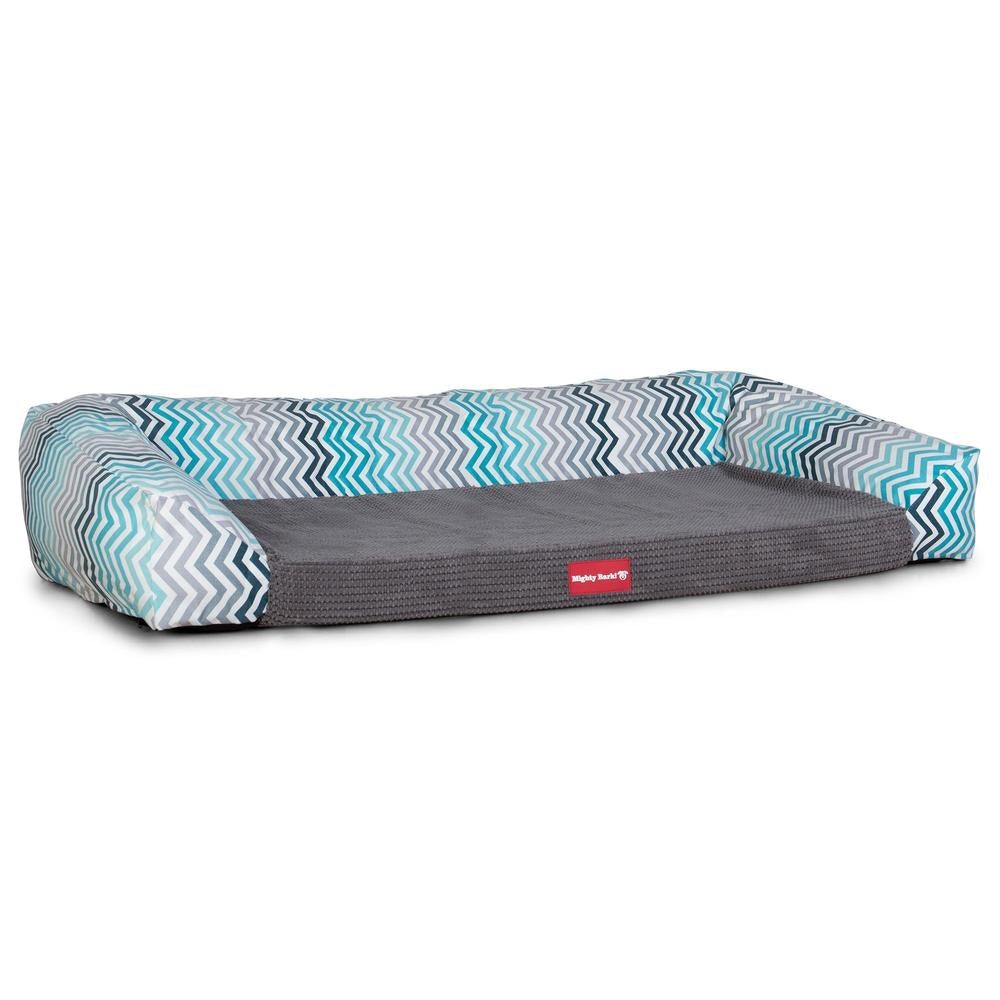 Mighty Bark, The Sofa, Ortopedinen Muistivaahtotäytteinen Koiran Sohvasänky, Geometrinen Tulosta Turkoosi Chevron