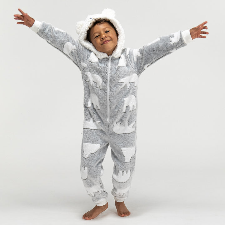 Lasten Fleece-eläinhaalari - Jääkarhu 02
