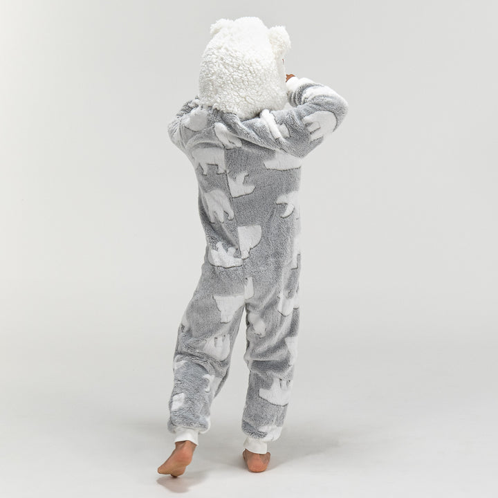 Lasten Fleece-eläinhaalari - Jääkarhu 05