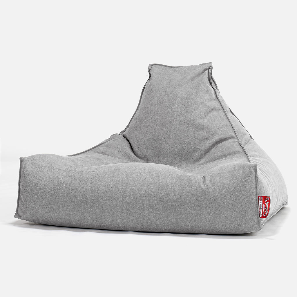 Lounge-Säkkituoli - Kivipesty Denim-kangas Harmaa 01
