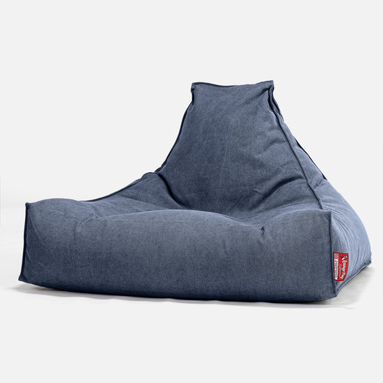 Lounge-Säkkituoli - Kivipesty Denim-kangas Laivastonsininen 01