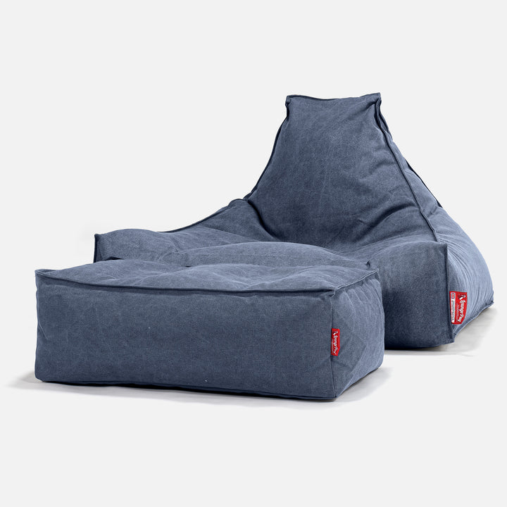 Lounge-Säkkituoli - Kivipesty Denim-kangas Laivastonsininen 02