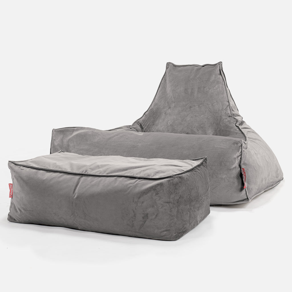 Lounge-Säkkituoli - Sametti Hopea 02