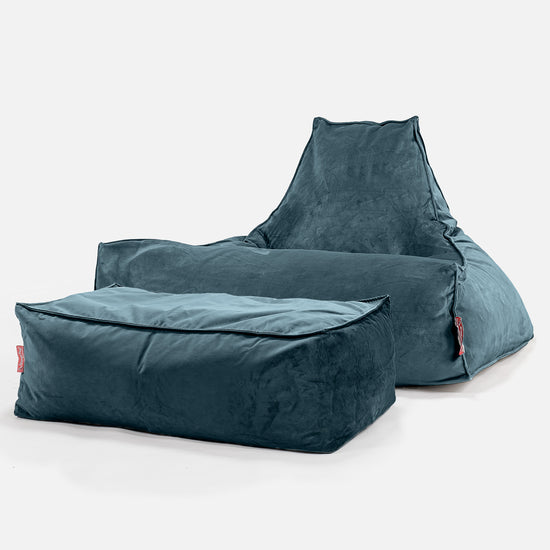 Lounge-Säkkituoli - Sametti Turkoosi 02