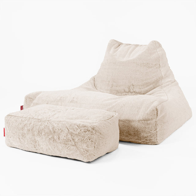 Lounge Säkkituoli Sohva - Kanitekoturkis Valkoinen 02