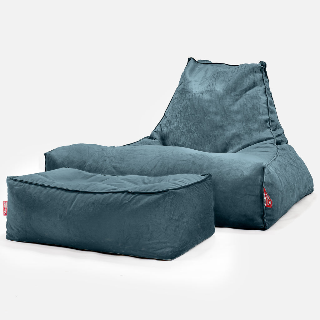 Lounge Säkkituoli Sohva - Sametti Turkoosi 02
