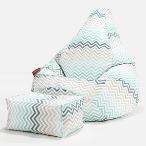 Säkkituoli Lepotuoli - Geometrinen Tulosta Turkoosi Chevron