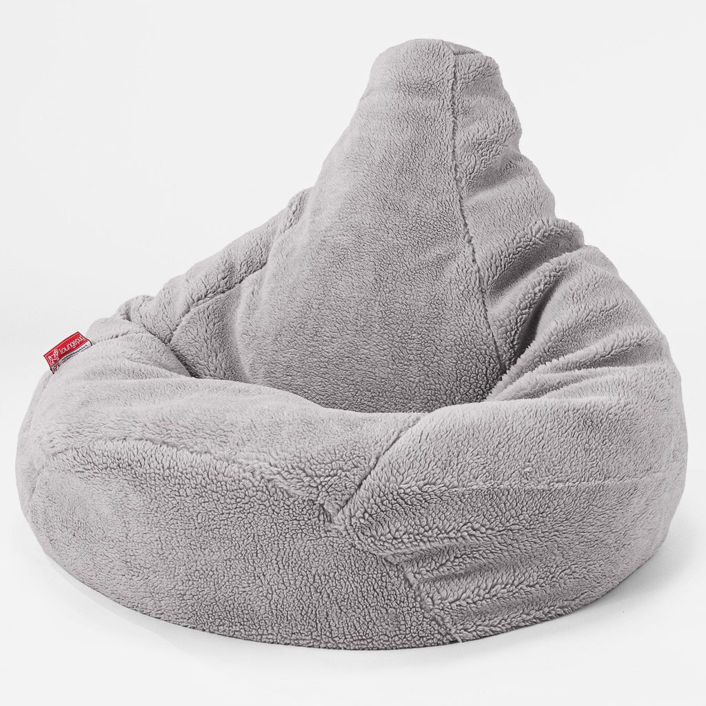 Säkkituoli Lepotuoli - Teddy-tekoturkis Keskiharmaa 01
