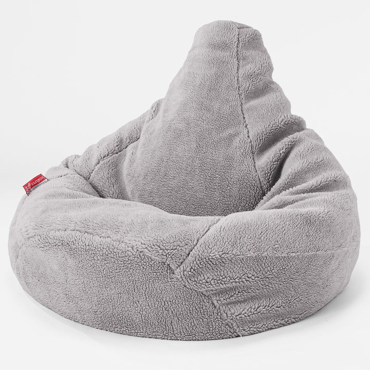 Säkkituoli Lepotuoli - Teddy-tekoturkis Keskiharmaa 01