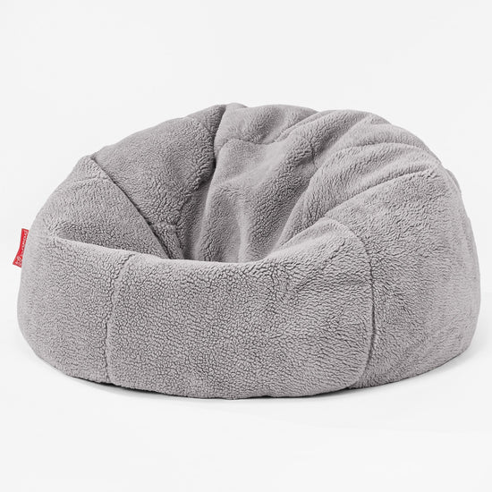 Säkkituoli Sotka - Teddy-tekoturkis Keskiharmaa 01