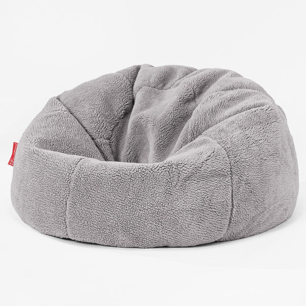 Säkkituoli Sotka - Teddy-tekoturkis Keskiharmaa 01