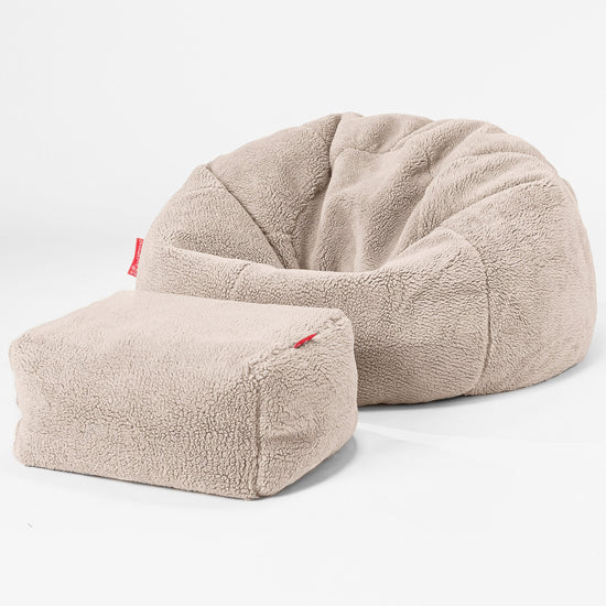 Säkkituoli Sotka - Teddy-tekoturkis Minkki 02