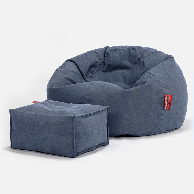 Säkkituoli Sotka - Kivipesty Denim-kangas Laivastonsininen 02