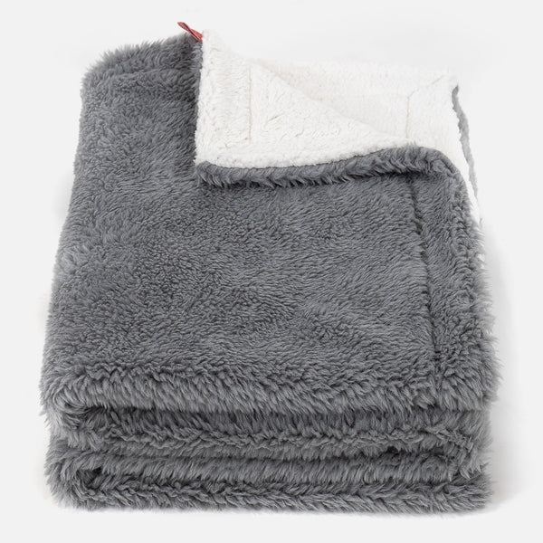 Sherpa-peitto - Teddy-tekoturkis Tummanharmaa 01