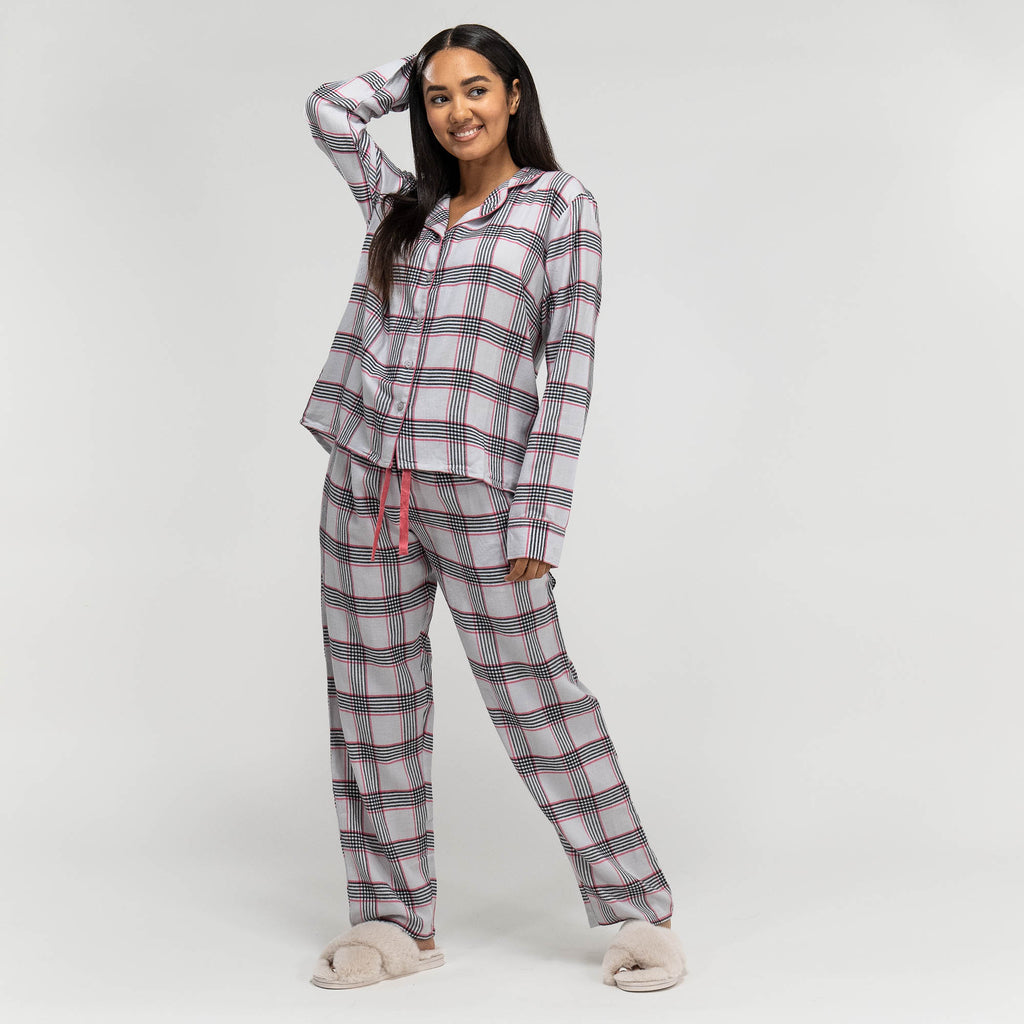 Naisten Pyjama - Ruutukuvio Vaaleanpunainen 01