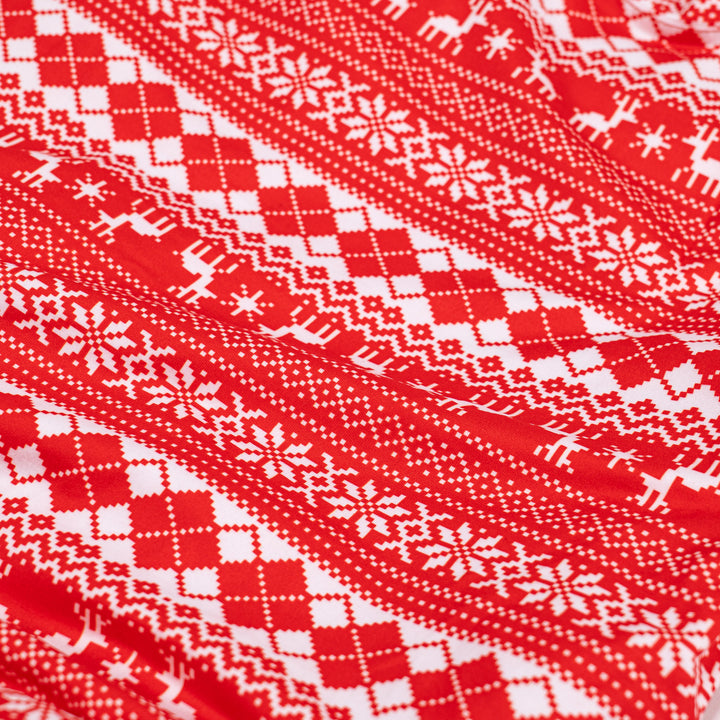 Naisten Trikoopyjama - Punainen Fair Isle 06