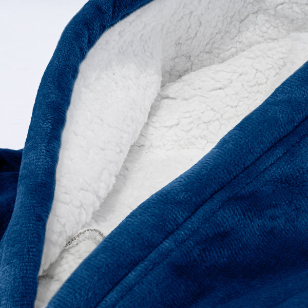 Ylisuuri Vilttihuppari Aikuisille - Minky Tummansininen Fabric Close-up Image